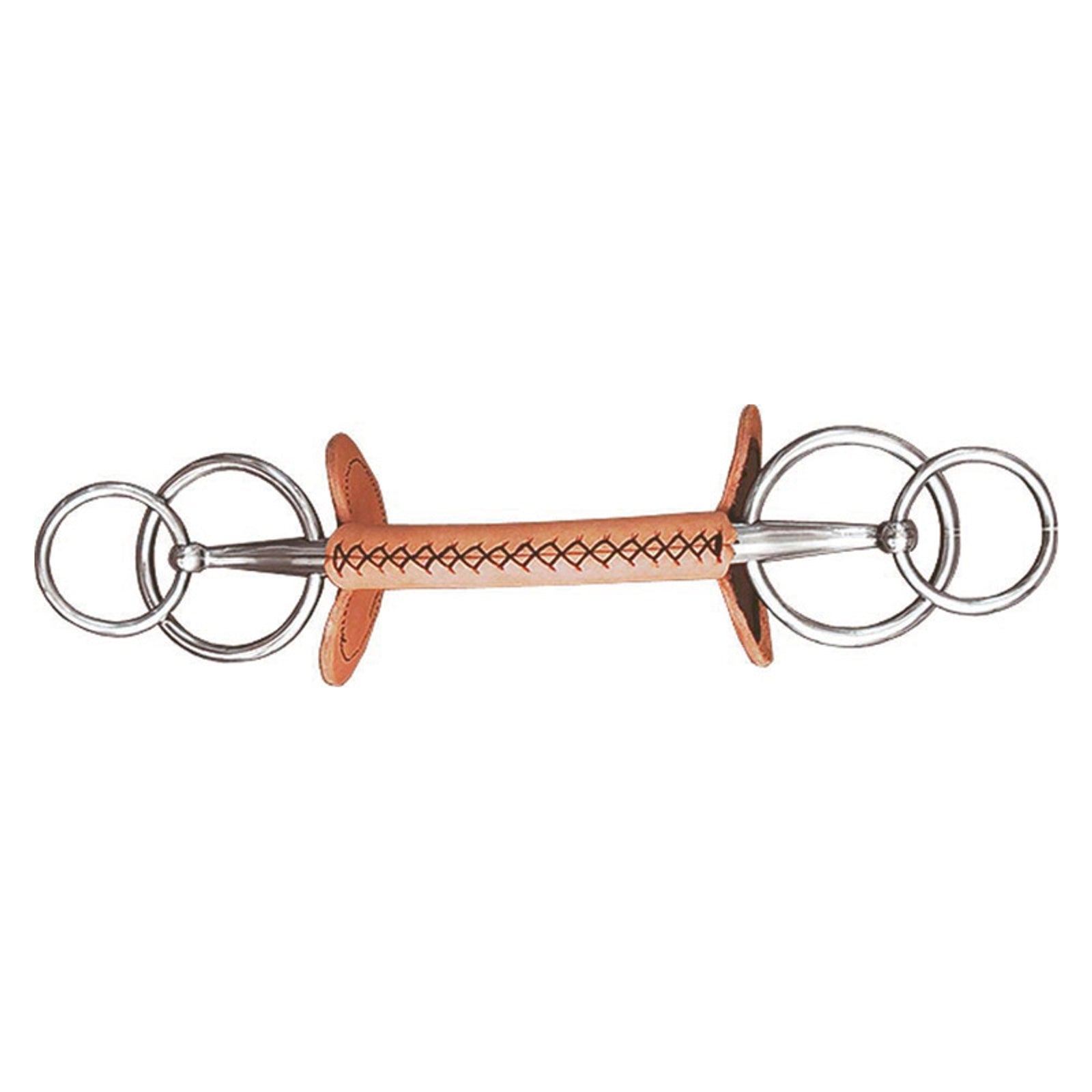Finntack Leather Covered Extended Double-ring Straight Driving Bit Racing Tack