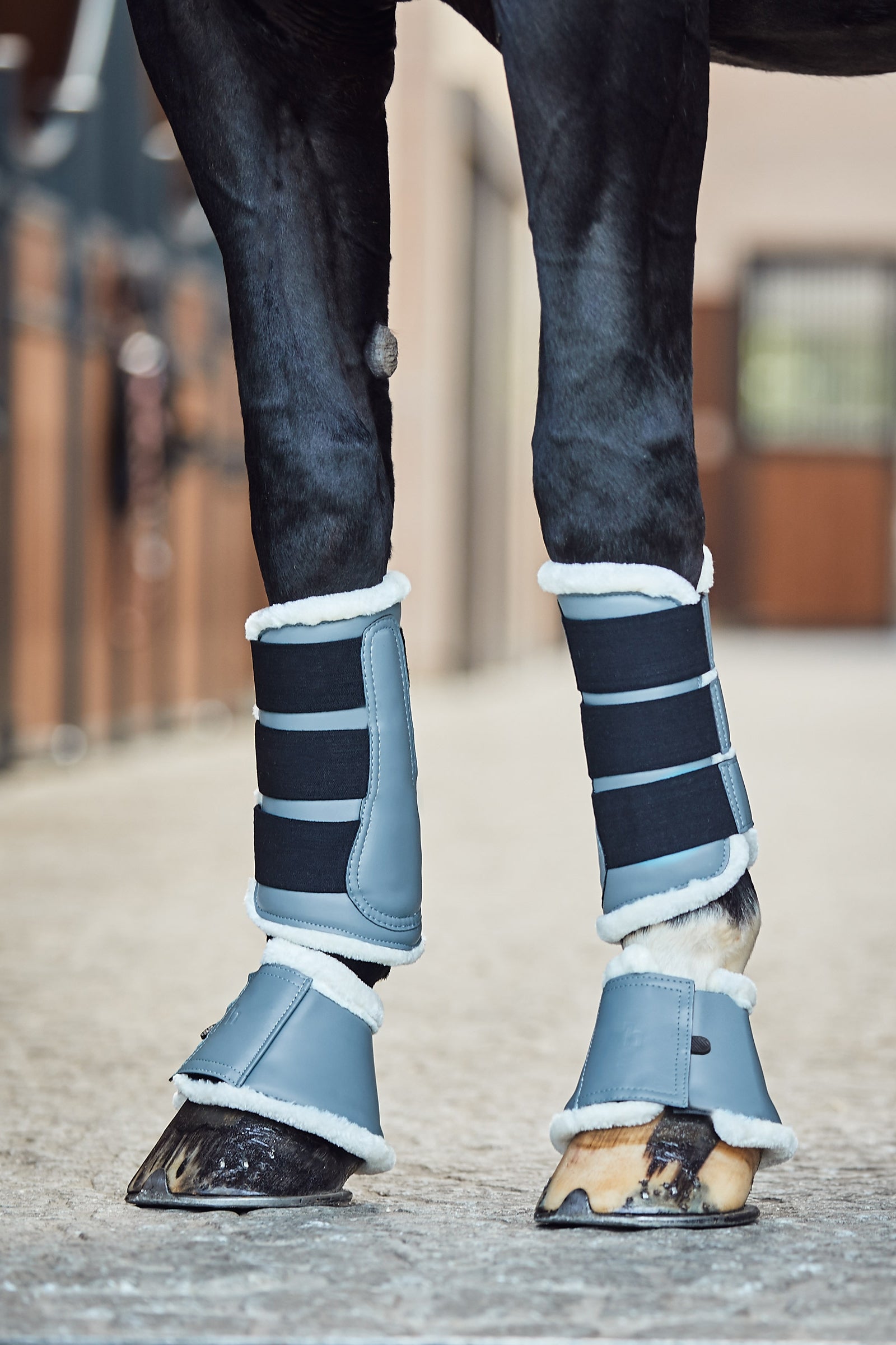 Horze Ghent Bell Boots with Faux Fur Leg Protection & Hoof Protection for Horses