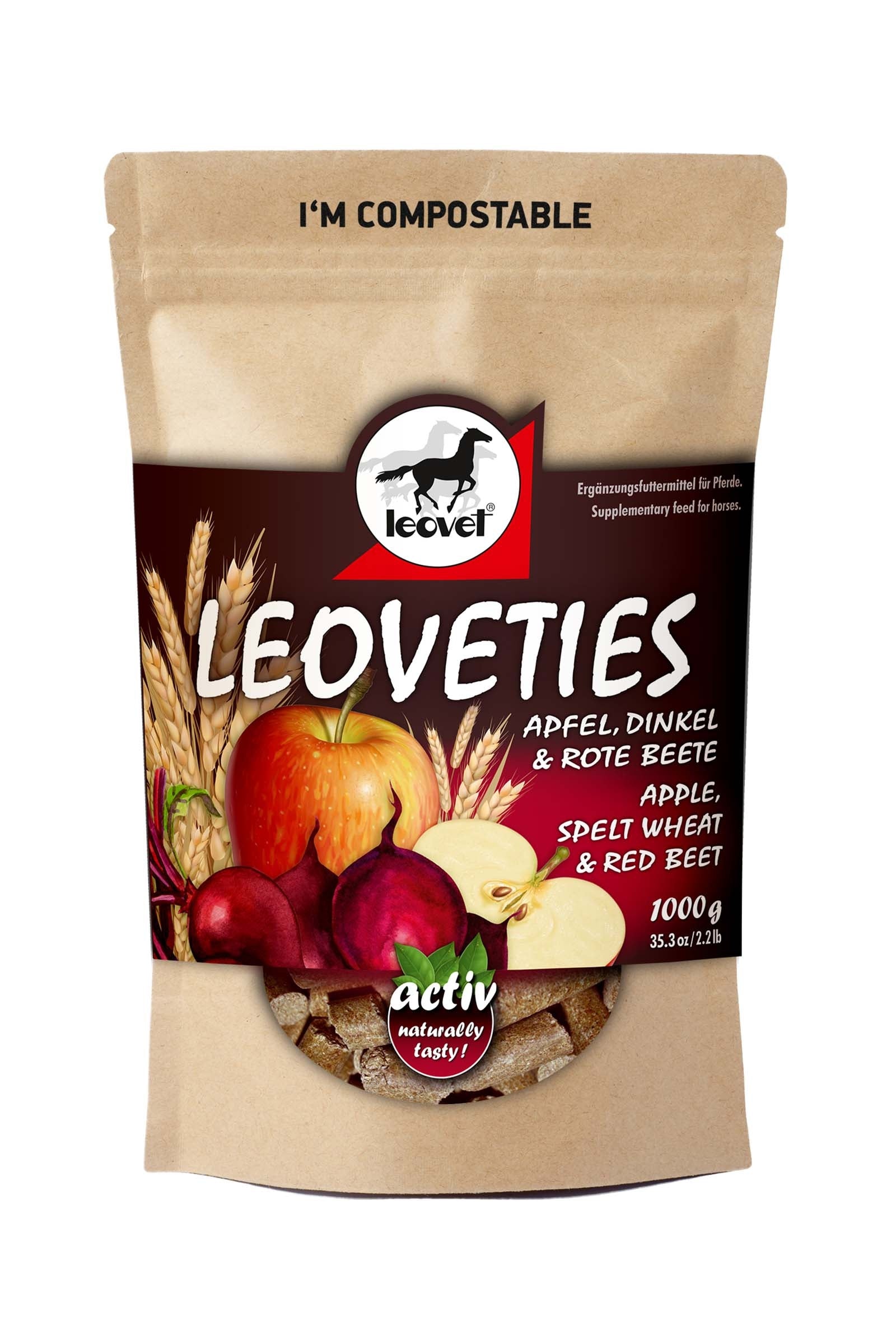 Leovet Leoveties Manzana, Espelta de trigo y remolacha roja, 1 Kg Horse Feed & Nutrition