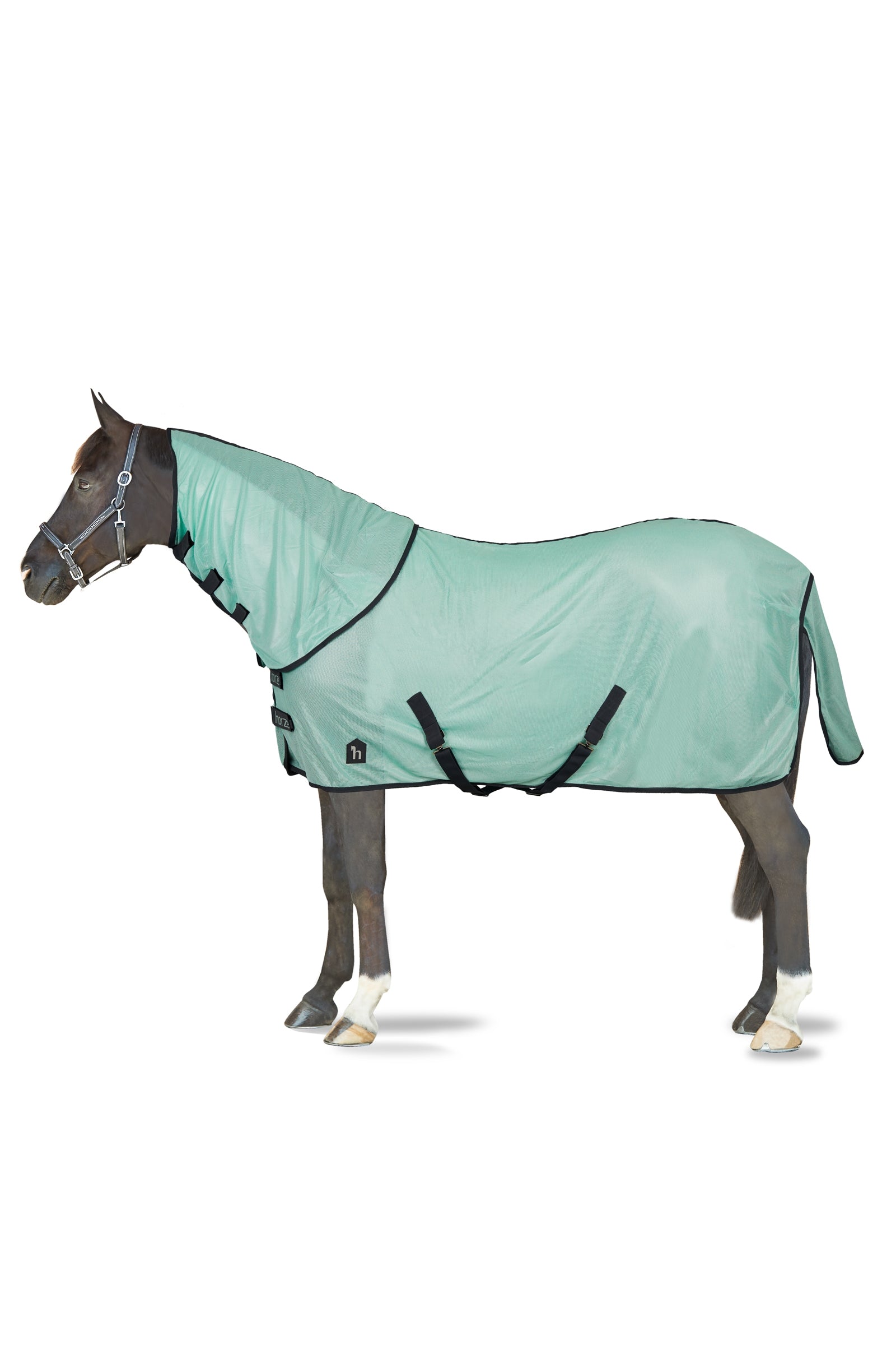 Horze Paso Fino Manta Anti-Moscas con Cubre Cuello Desmontable y Protección UV Mantas Caballo