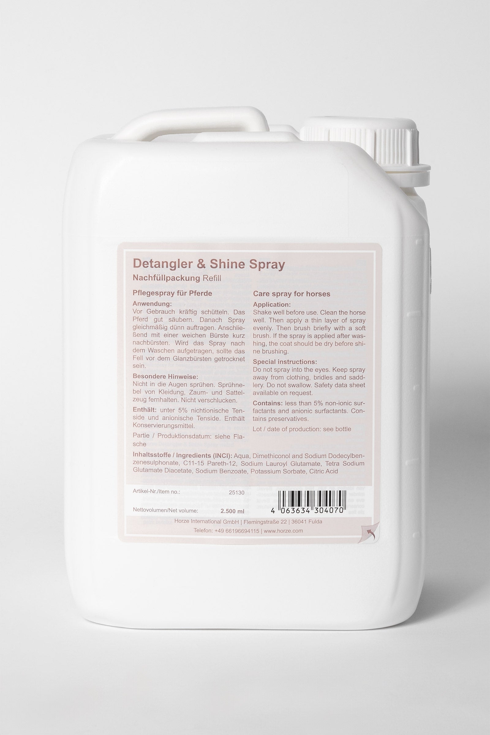 Horze Detangler & Shine Spray Refill, 2.5l Horse Health Care