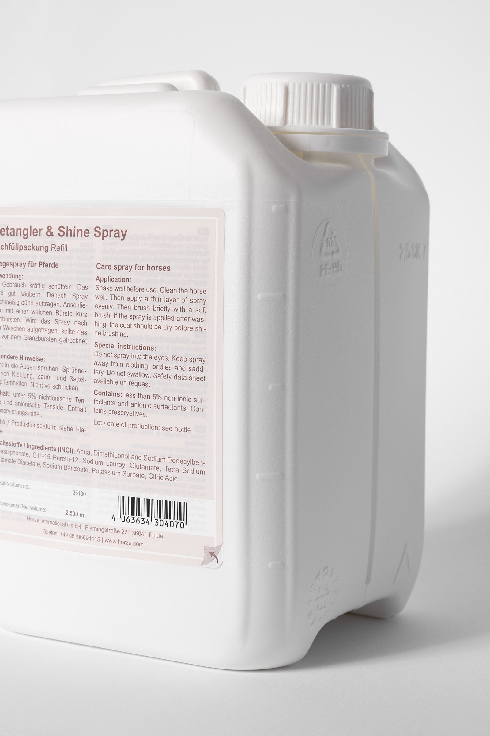 Horze Detangler & Shine Spray Refill, 2.5l Horse Health Care