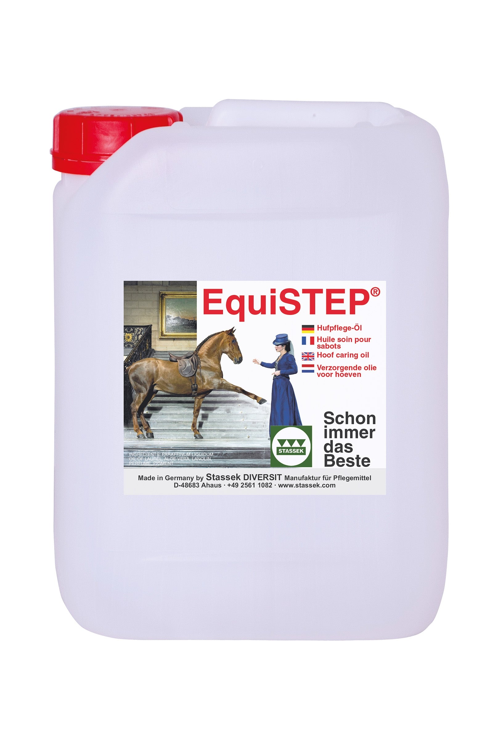 Stassek Bidón EquiSTEP para aceite de pezuñas, 2,5 litros Cuidado Salud
