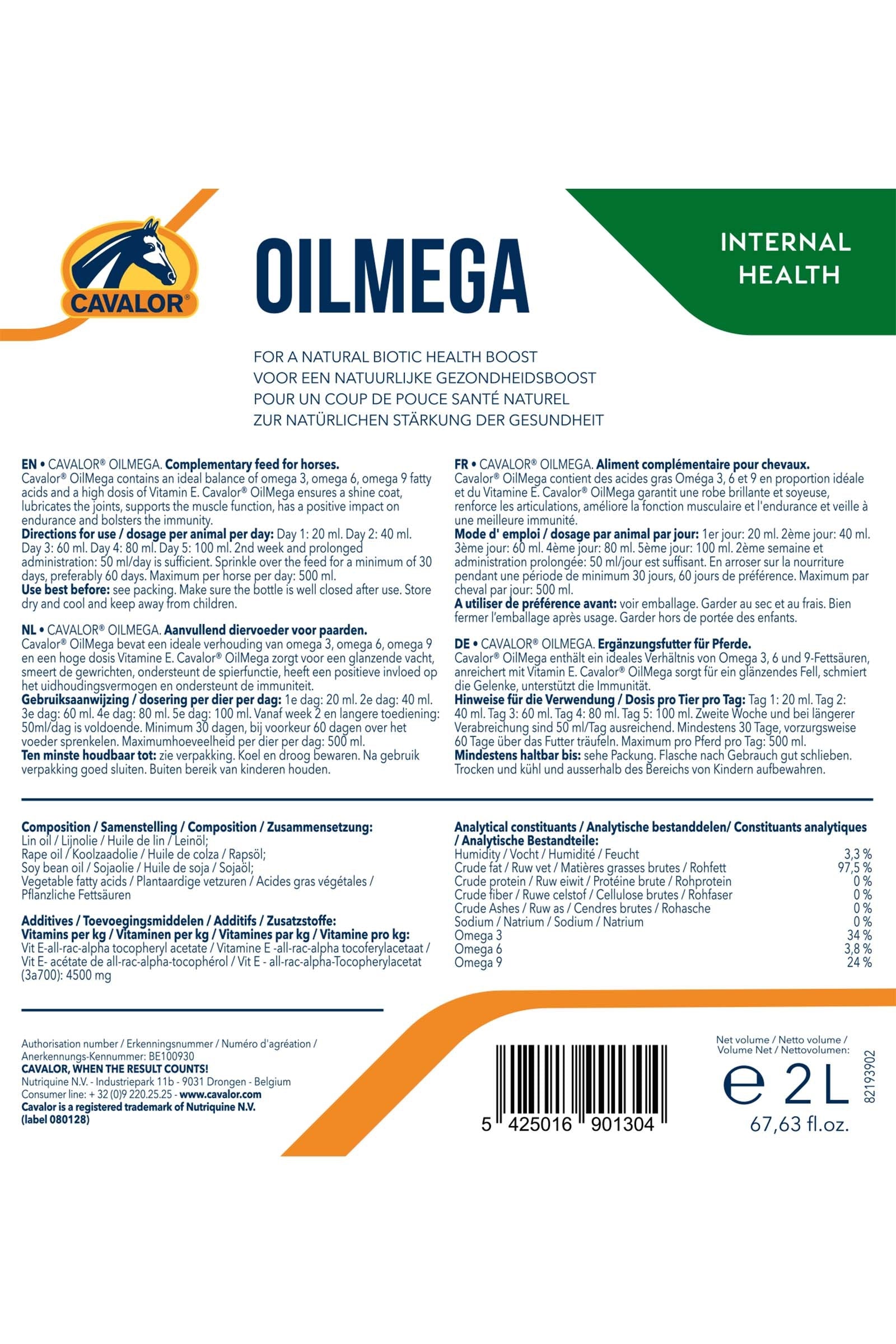 Cavalor Oilmega, 2 L Horse Feed & Nutrition