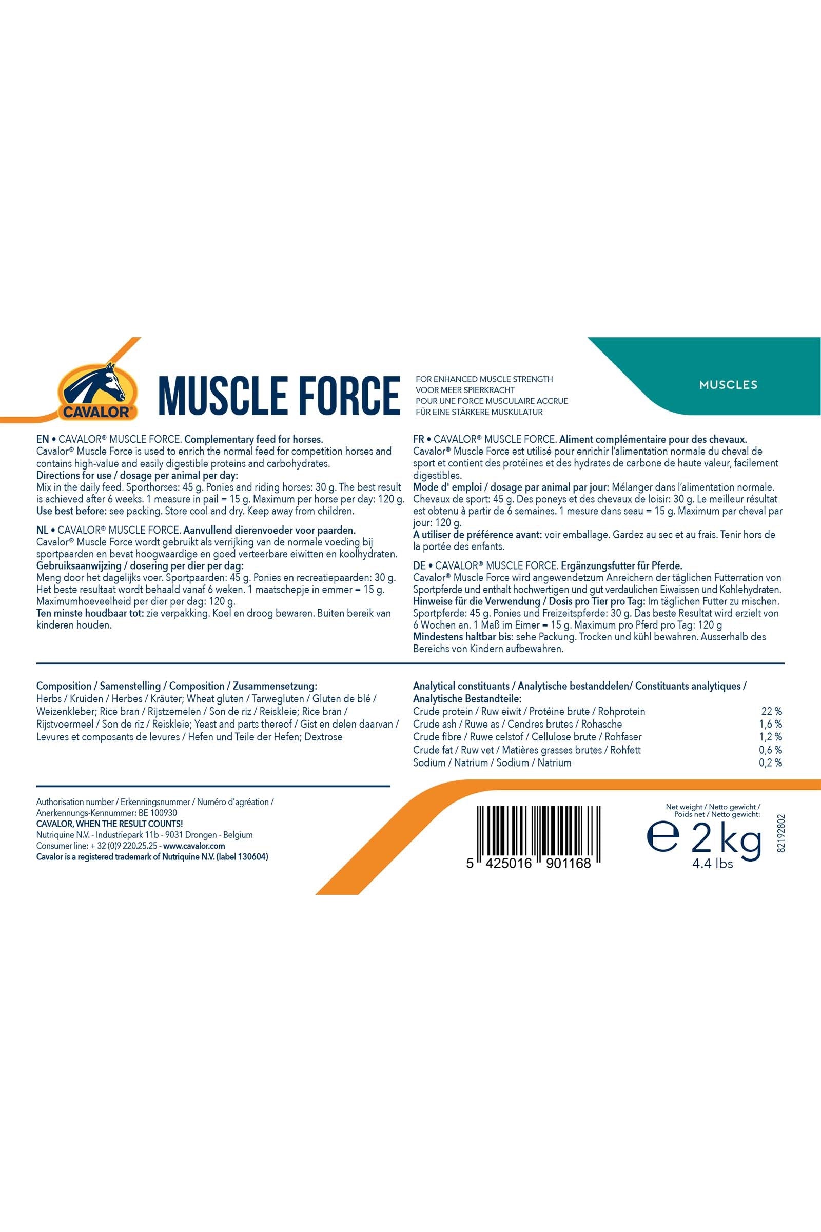 Cavalor Muscle Force, Muscles, 2 kg Horse Feed & Nutrition