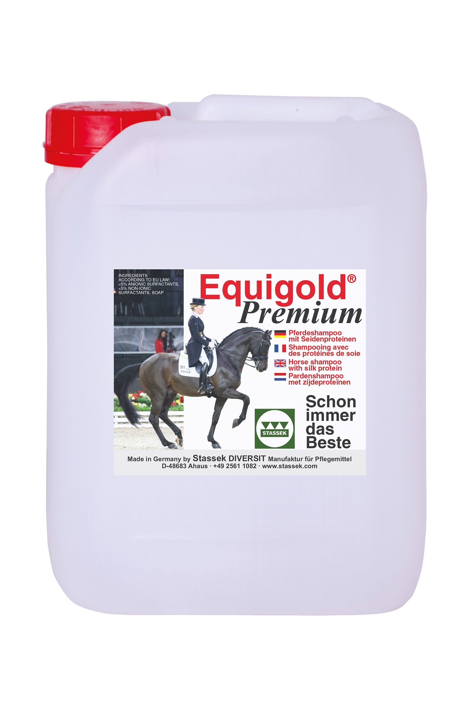 Stassek Champú para caballos Equigold Premium, 5 litros Cuidado Salud