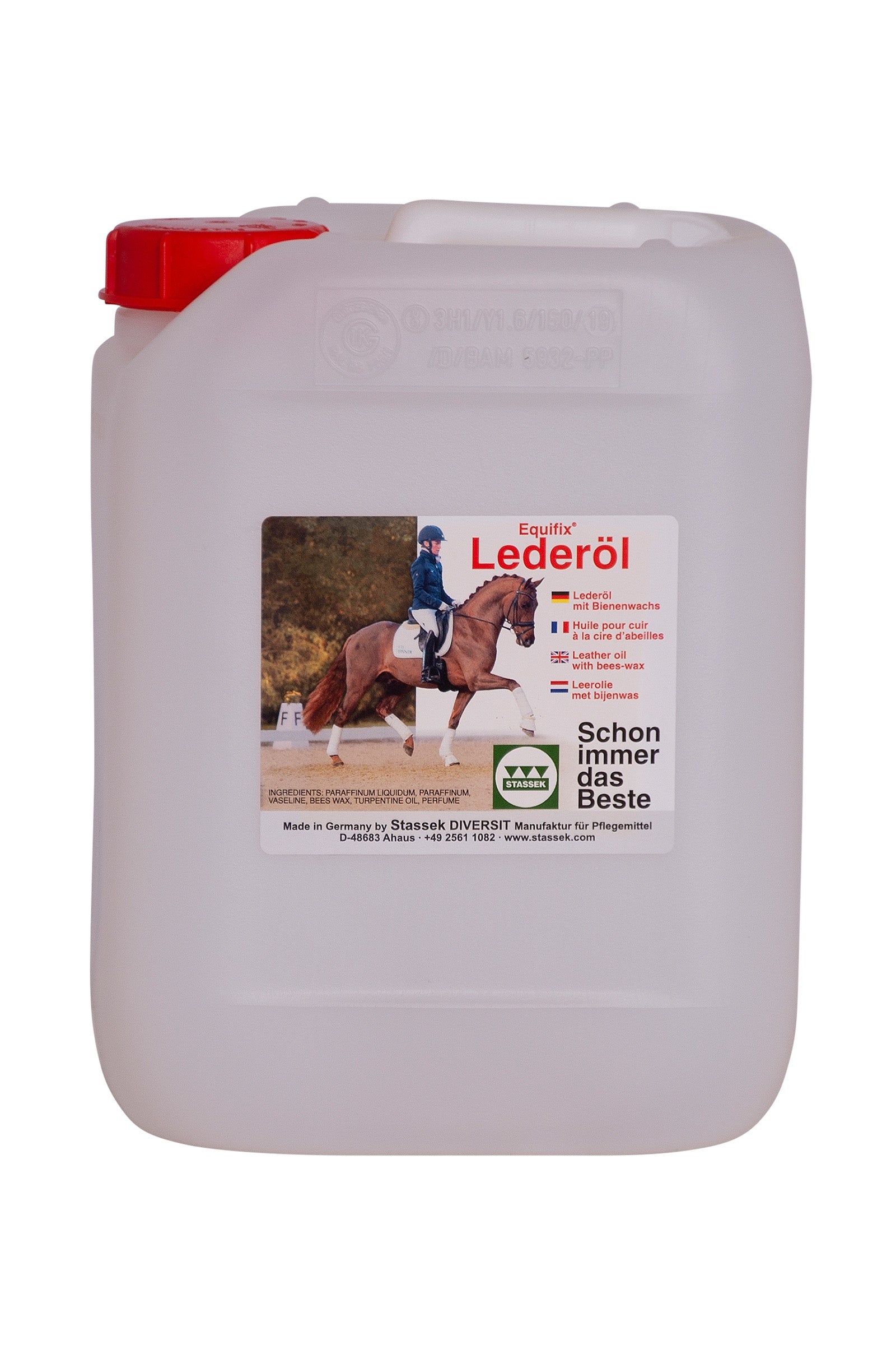 Stassek Equifix Aceite para cuero con cera de abejas, 5 litros Cuidado Salud