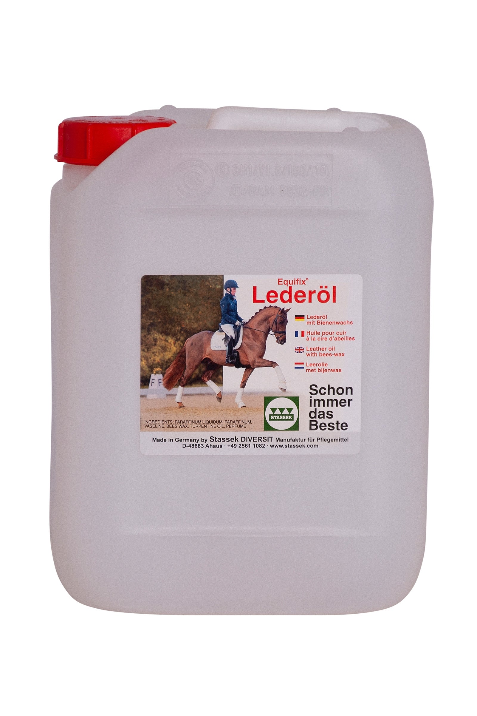 Stassek Equifix Aceite para cuero con cera de abejas, 2,5 litros Cuidado Salud