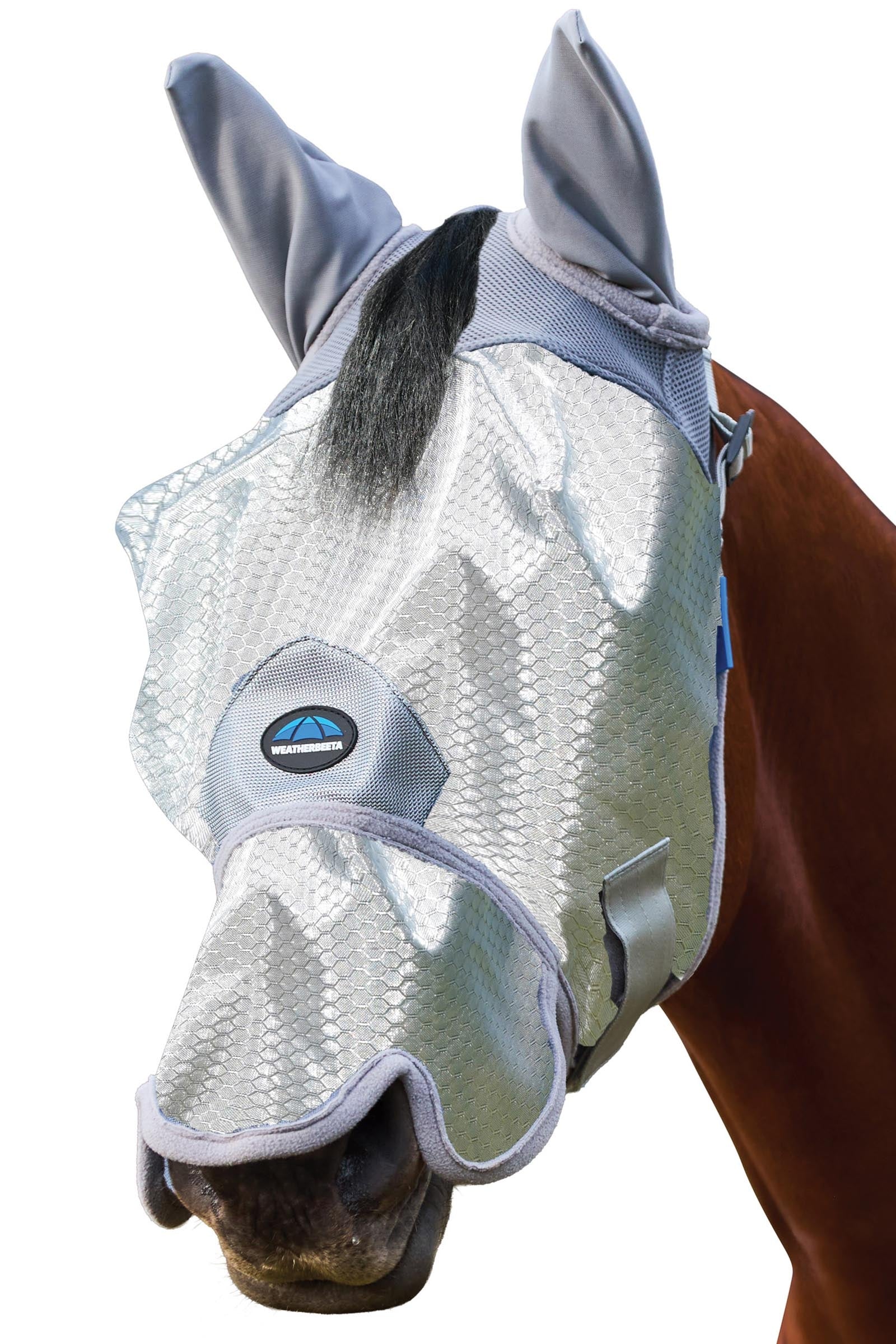 Weatherbeeta Comfitec Hexi Shield Máscara antimoscas con orejas y nariz Protección Antimoscas para Caballos