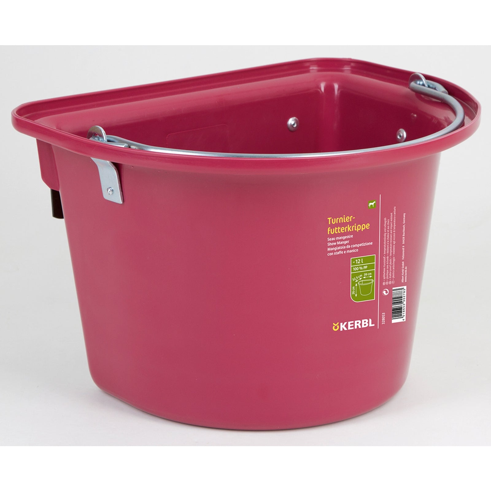 Kerbl Show feeding bucket 12L, plastic w/ hook-in bail Horse Feeders & Waterers