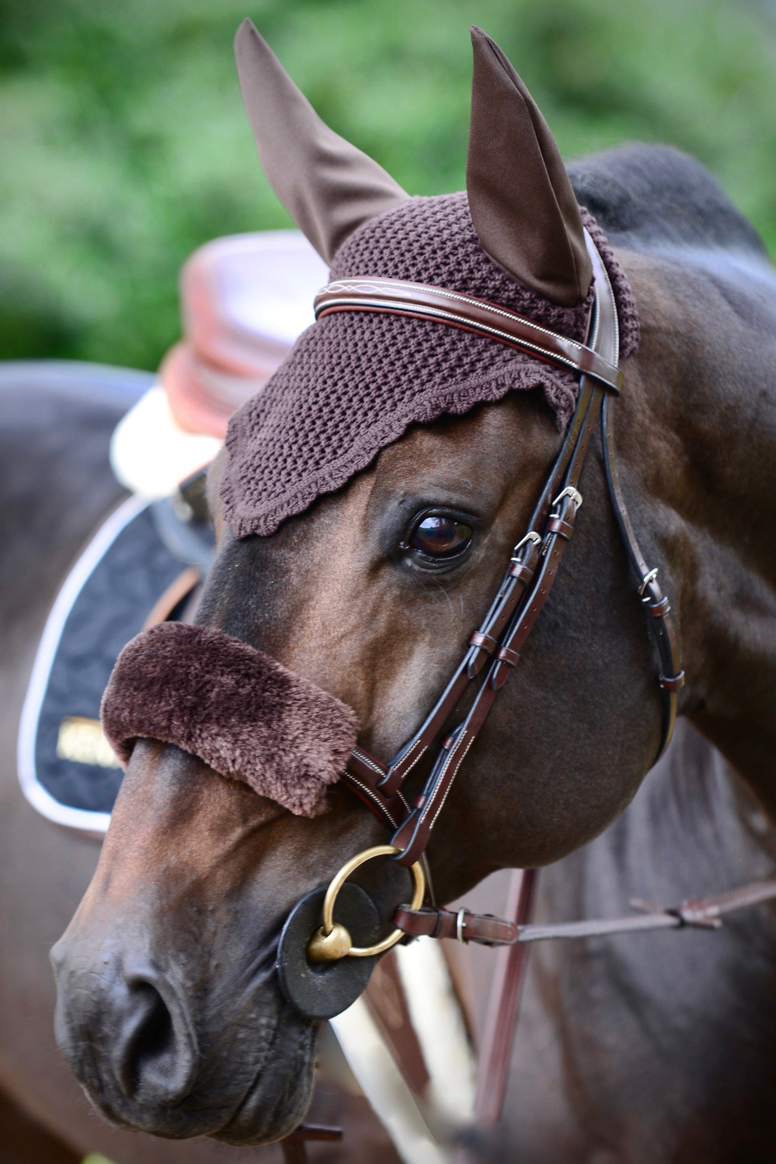 Kentucky Horsewear Cubierta de muserola de piel de oveja Cabezadas de montar & Riendas
