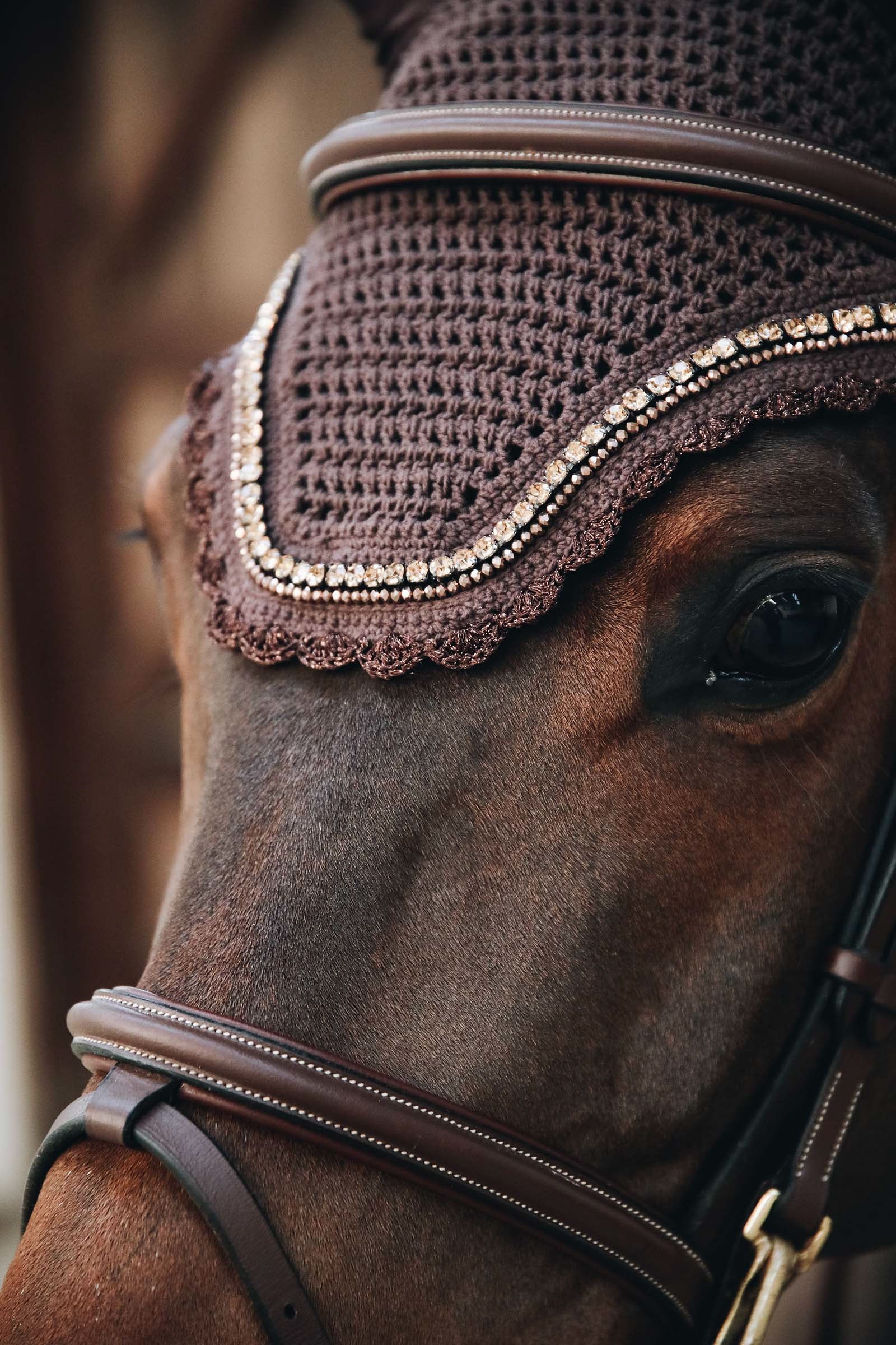 Kentucky Horsewear Fly Veil Wellington Stone & Pearl Soundless Saddle Pads