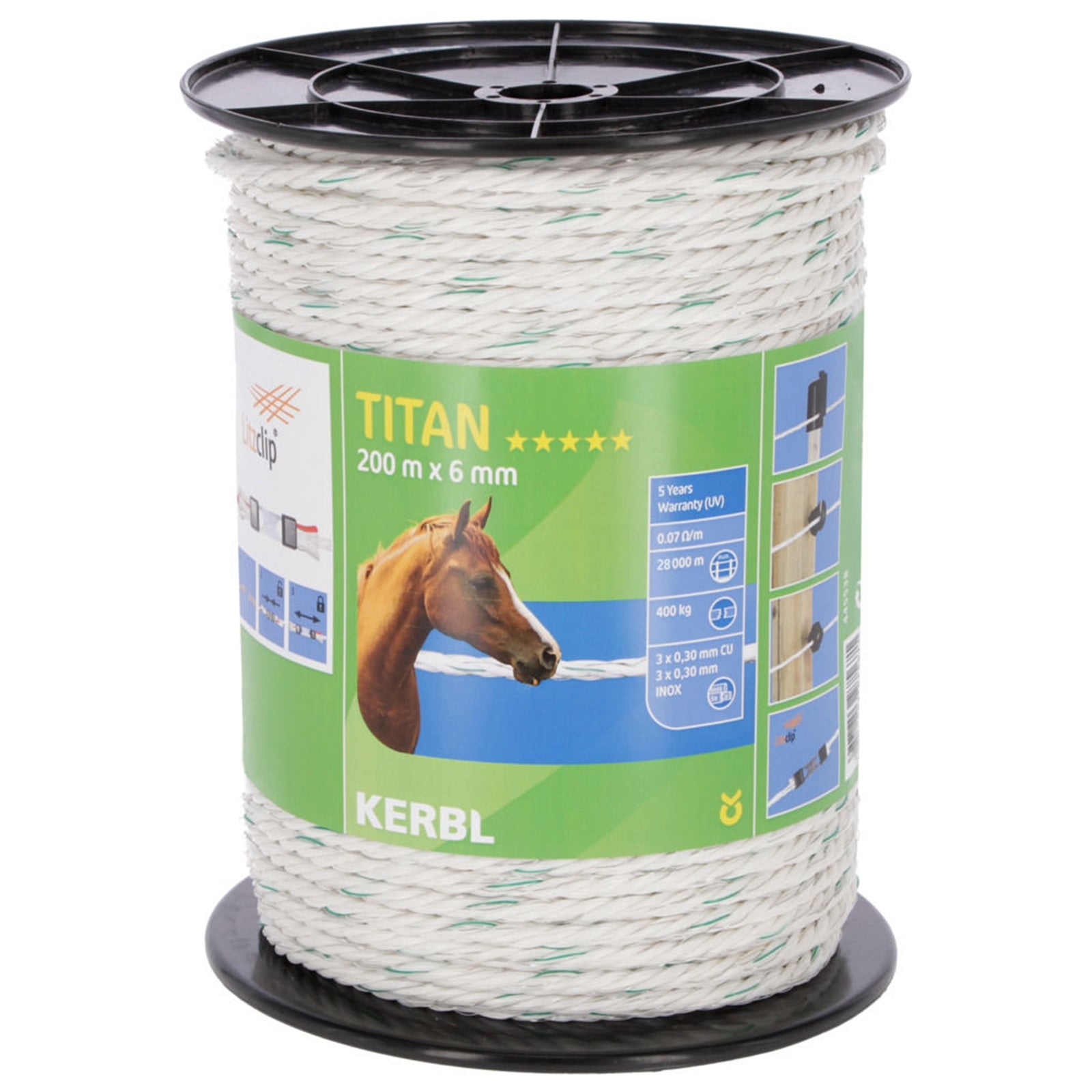 Kerbl Cuerda para cercas Titan (200 m) Suministros de Cercas