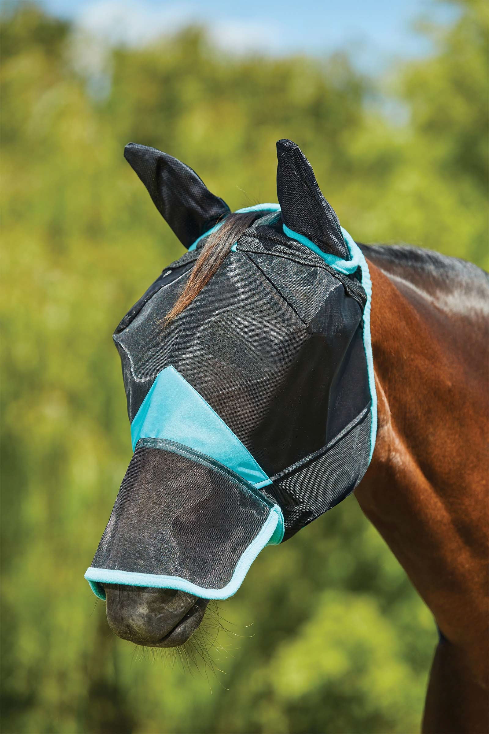 Weatherbeeta Máscara de Malla Fina con Orejas & Nariz Comfitec Deluxe Protección Antimoscas para Caballos