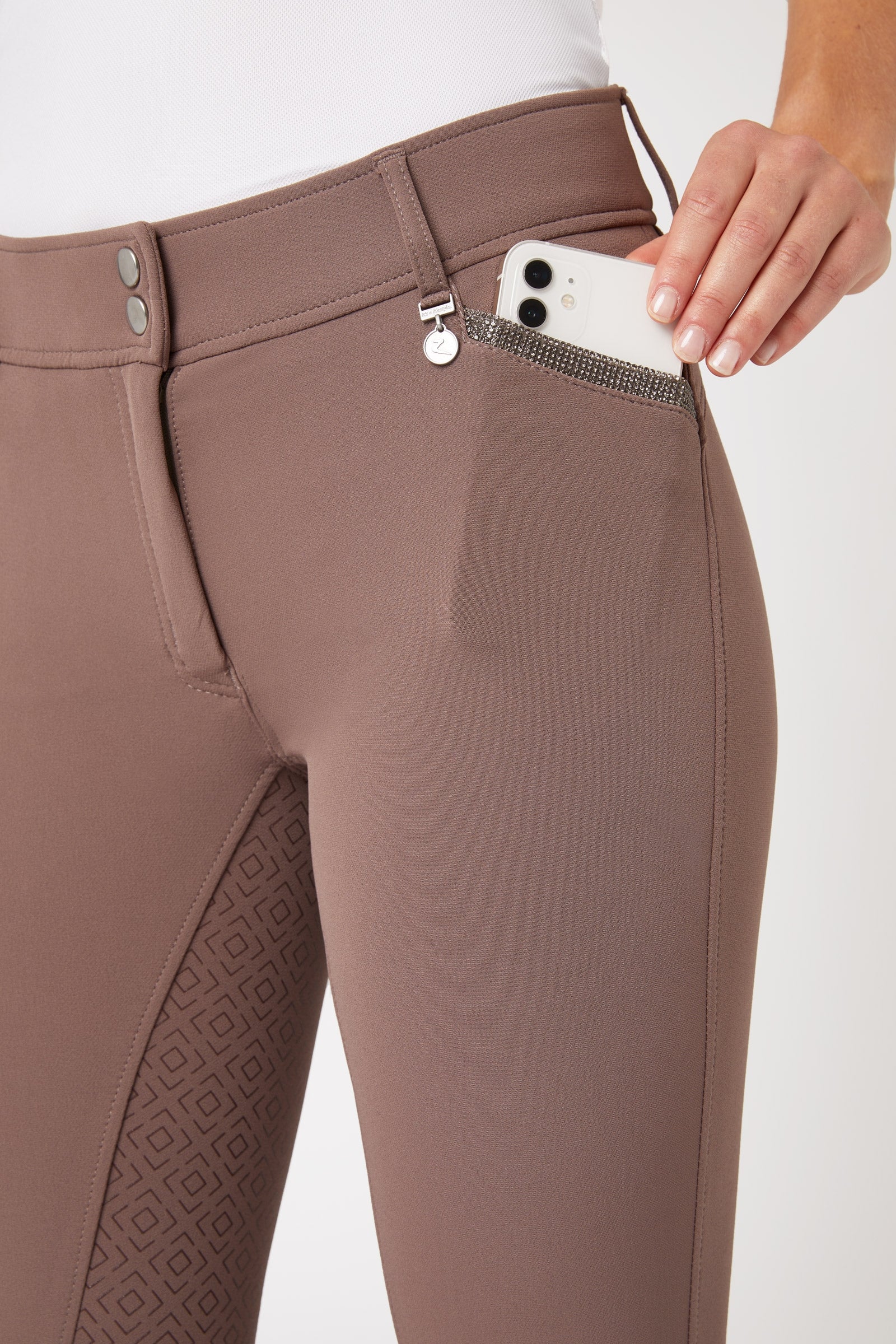 Horze Women's Silicone Full Seat Breeches with High Waist and Crystal Pocket Womens Breeches