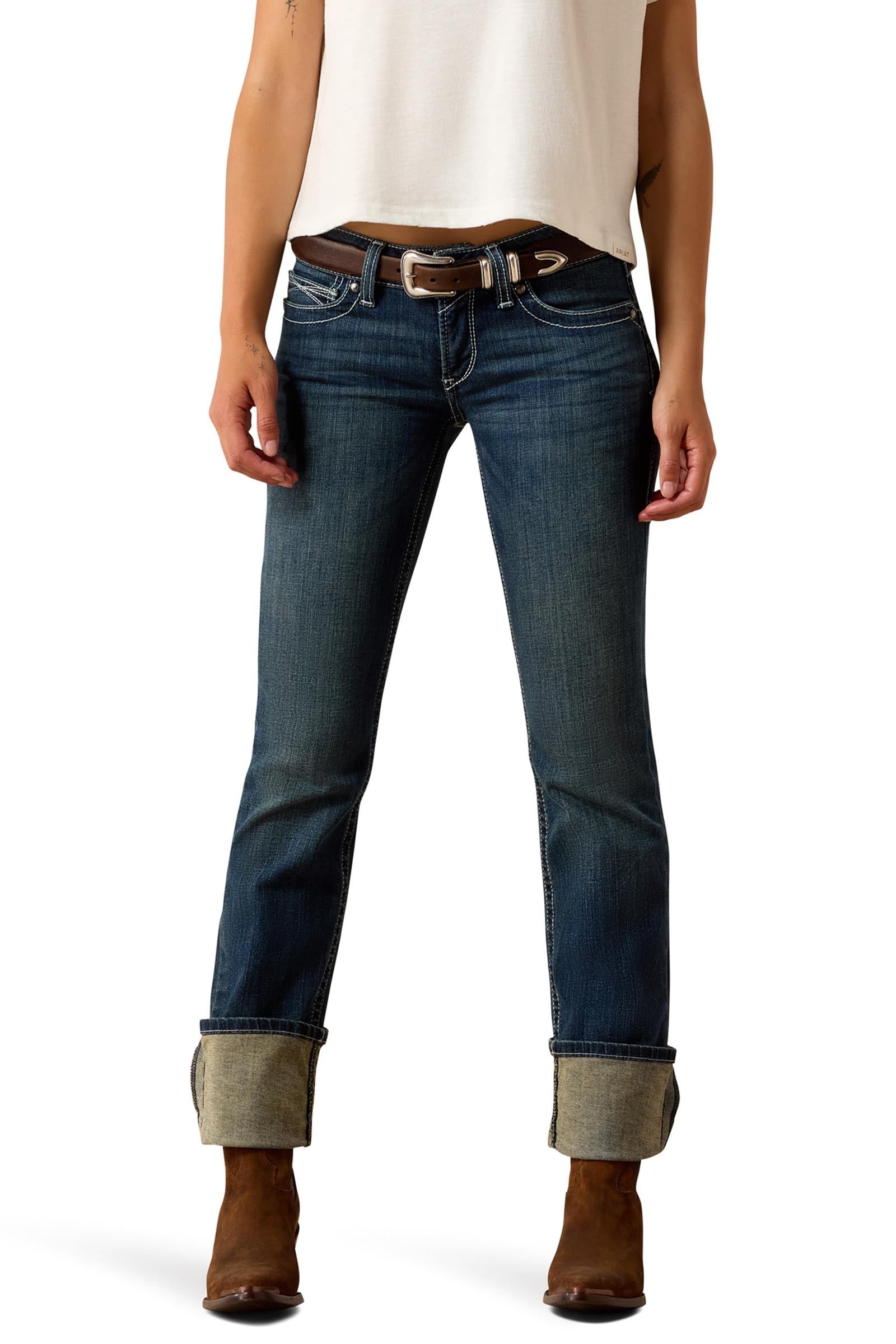 Ariat R.E.A.L. Mid Rise Stretch Icon Stackable Straight Leg Women's Jeans Womens Breeches