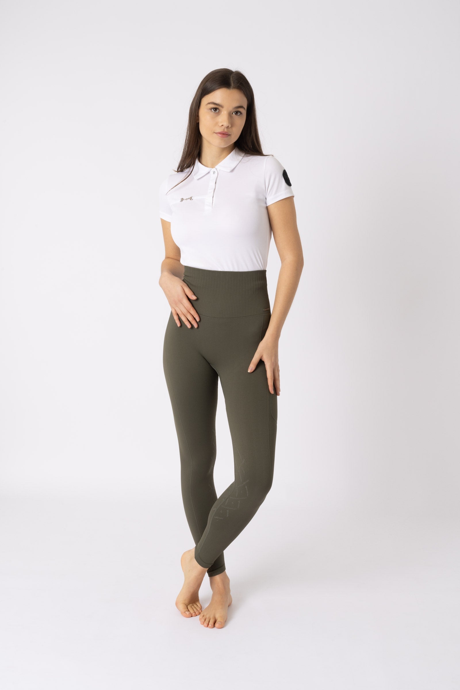 Horze Janine Women's seamless knee grip tights with phone pocket Womens Breeches