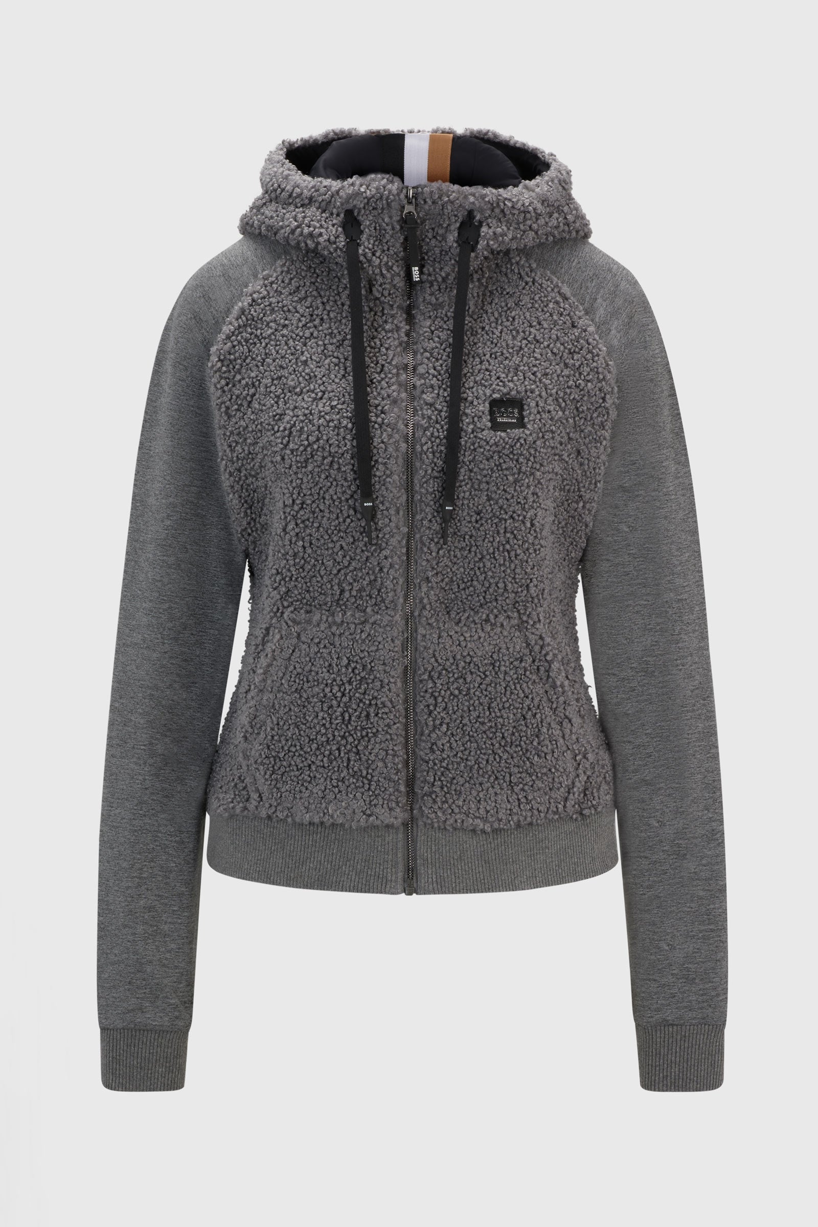 Boss Sudadera con capucha Riva Teddy Hybrid Zip Ropa Mujer
