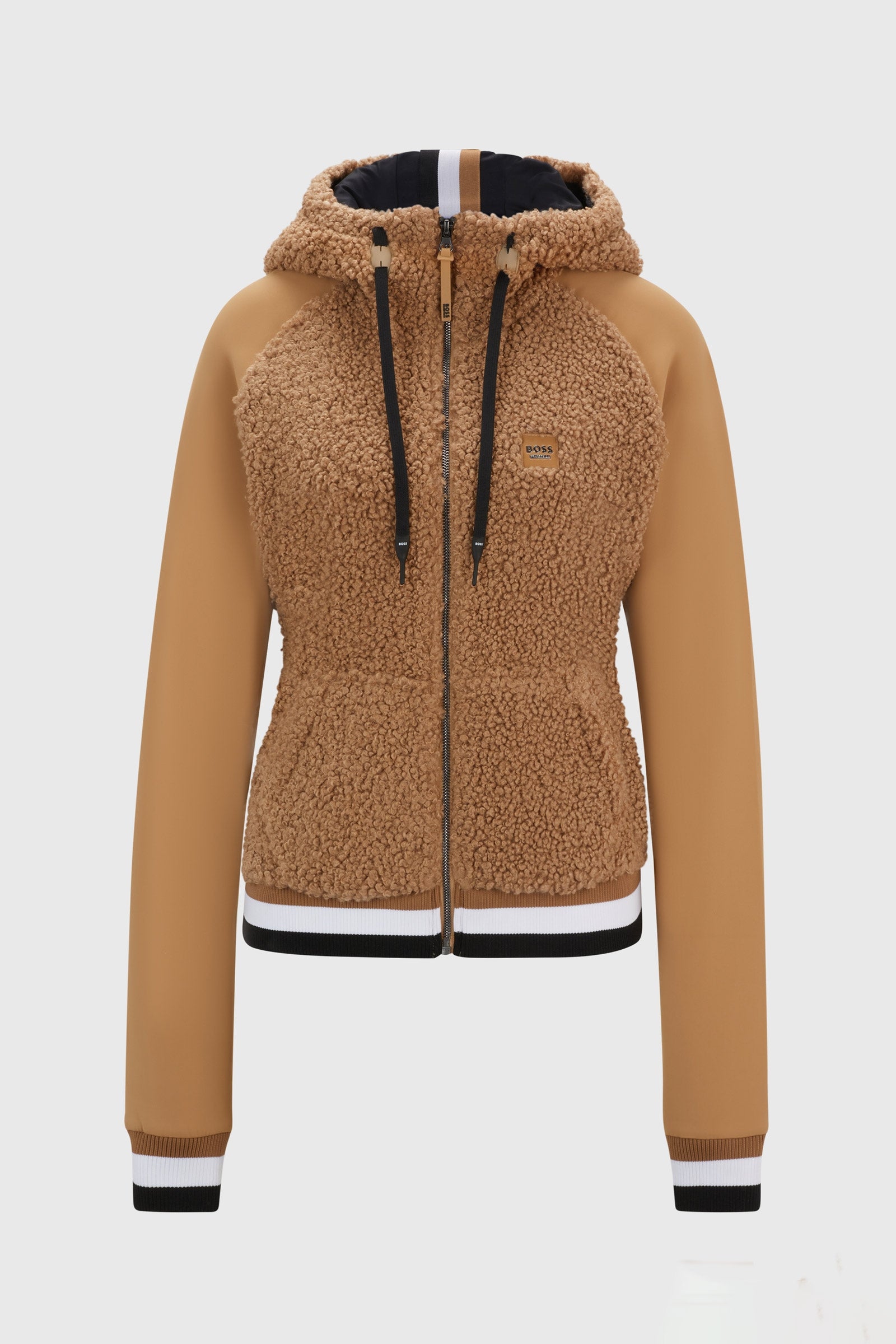 Boss Sudadera con capucha Riva Teddy Hybrid Zip Ropa Mujer