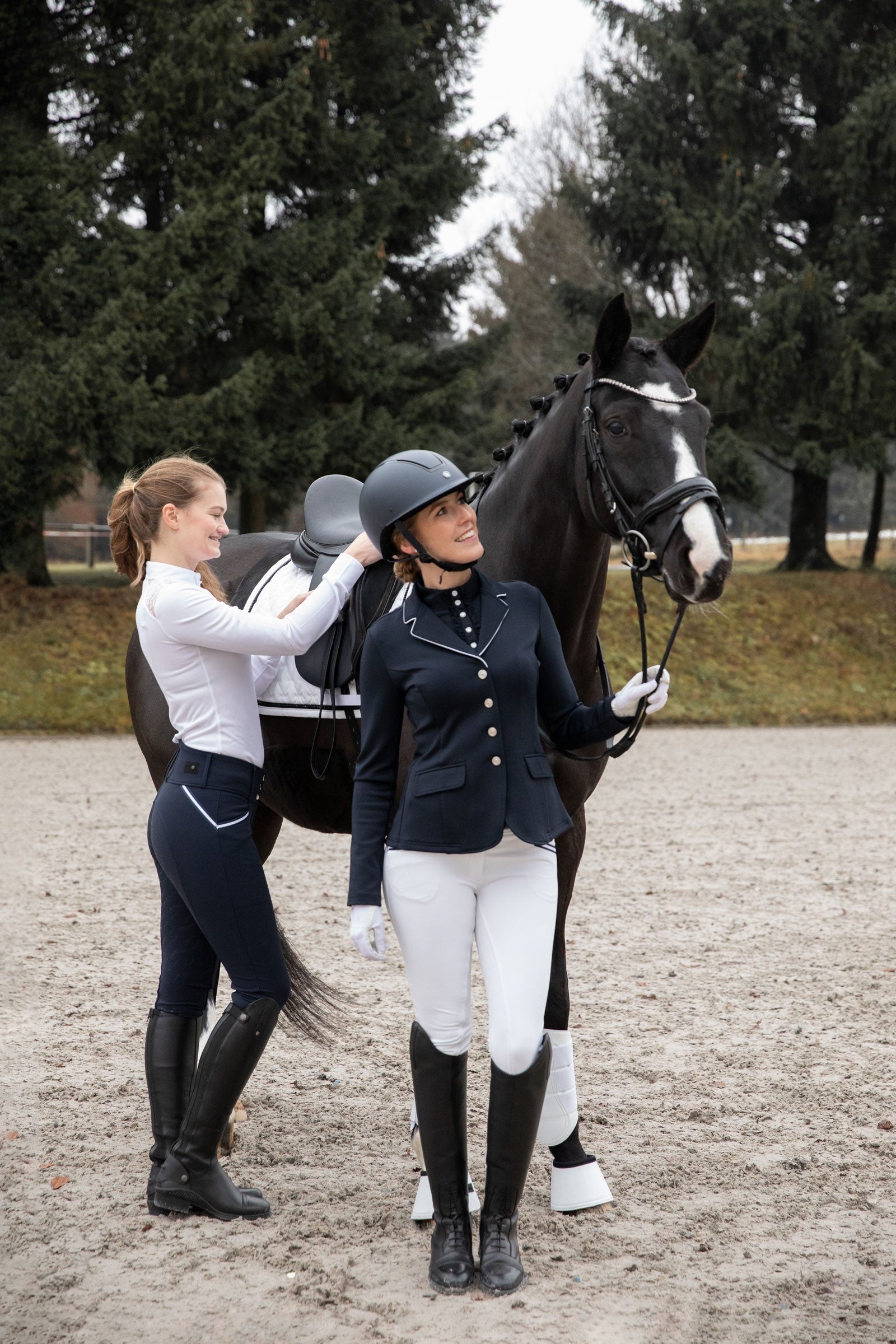 Horze Noir Riding Helmet II with Shiny Frame & Sun Visor Safety Equipment