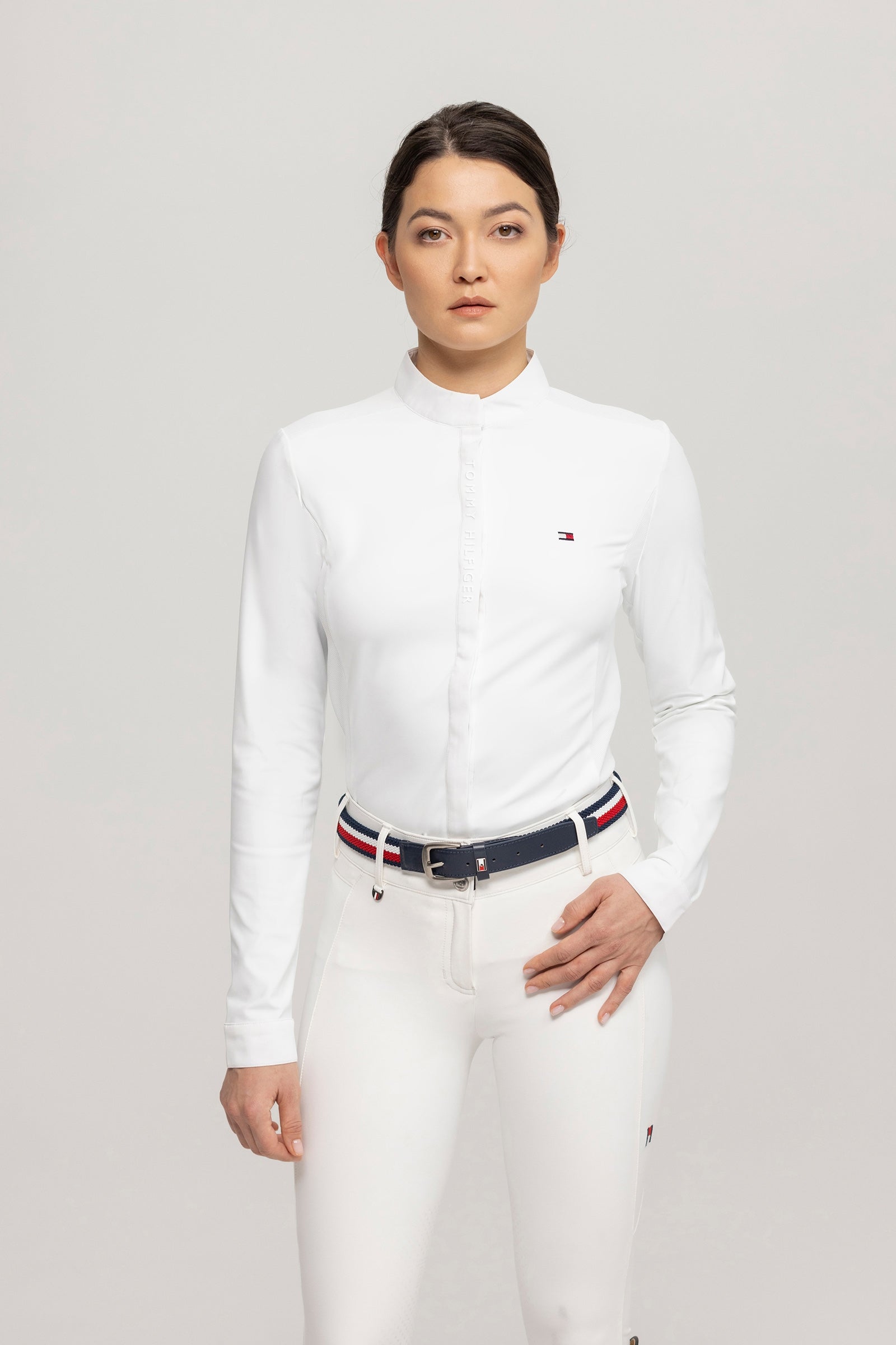 Tommy Hilfiger Equestrian Camisa de concurso para mujer Charlotte con botones Ropa Mujer