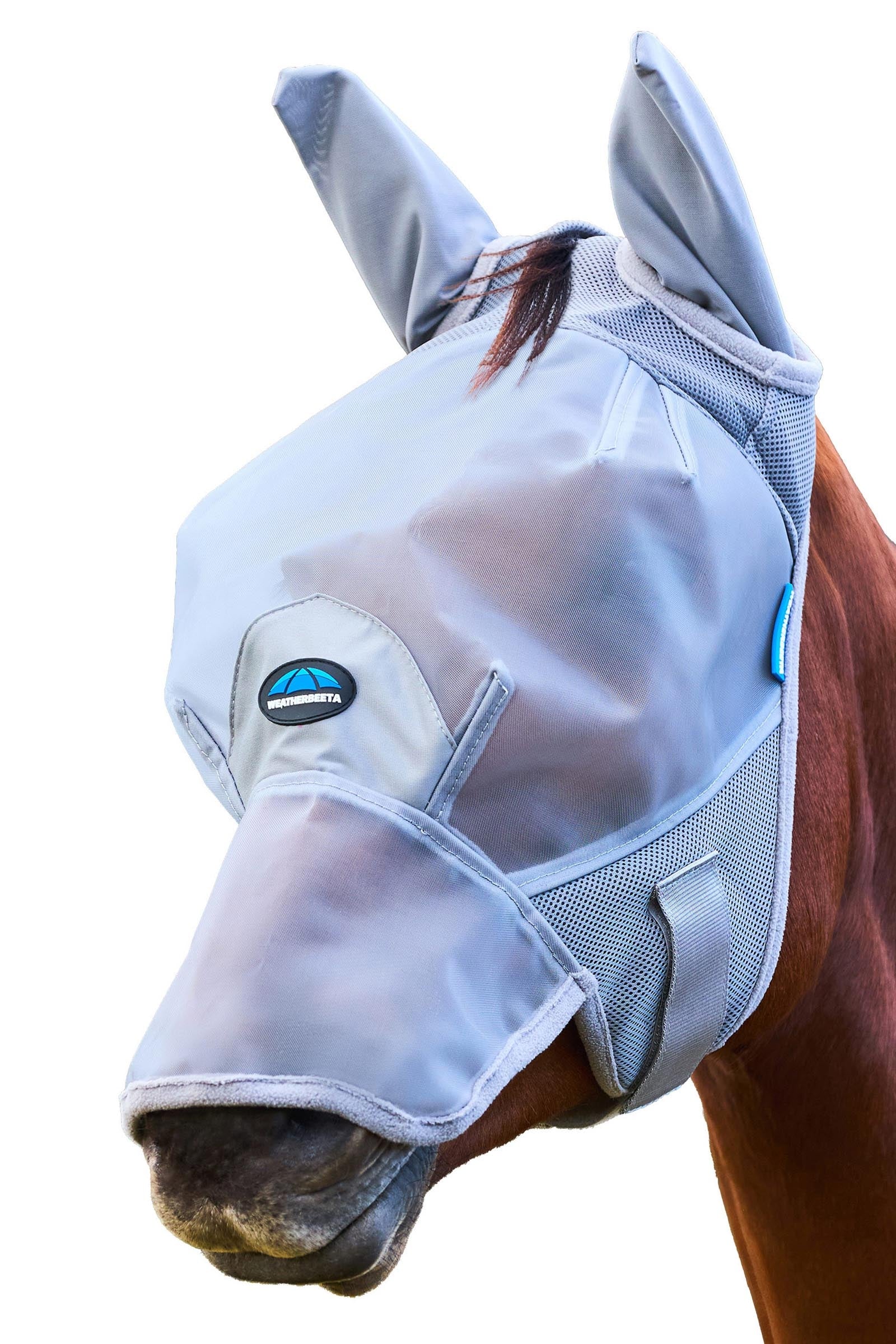 Weatherbeeta Comfitec Fine Mesh Máscara antimoscas con orejas y nariz Protección Antimoscas para Caballos