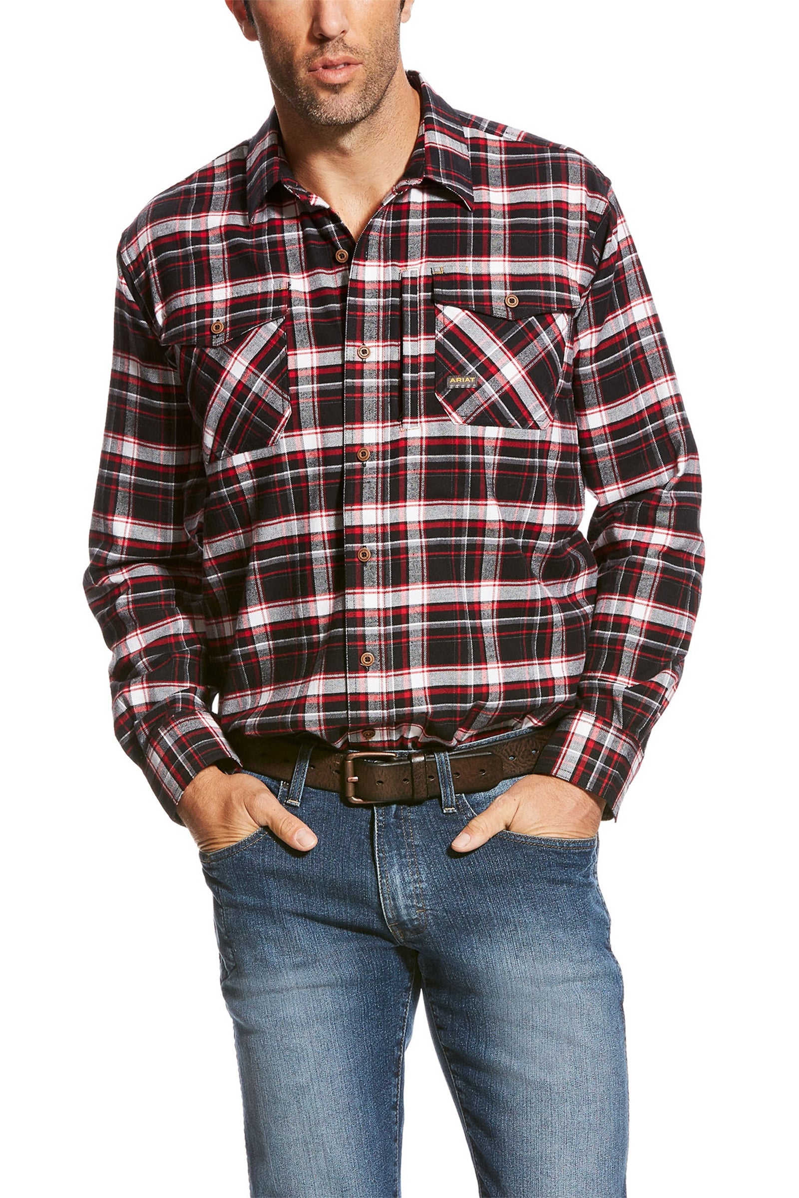 Ariat Rebar camisa de trabajo de franela DuraStretch Ropa Hombres