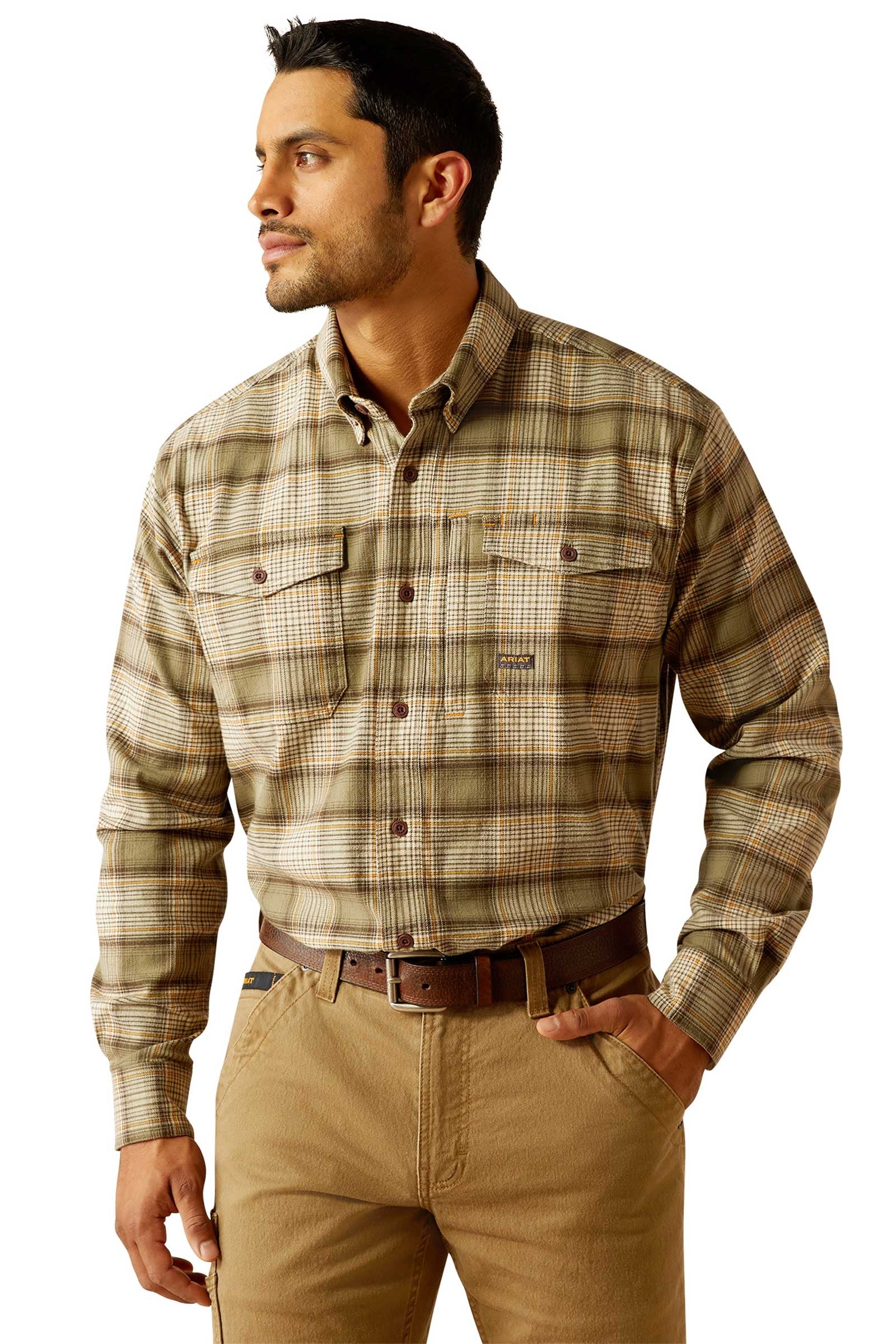 Ariat Rebar camisa de trabajo de franela DuraStretch Ropa Hombres