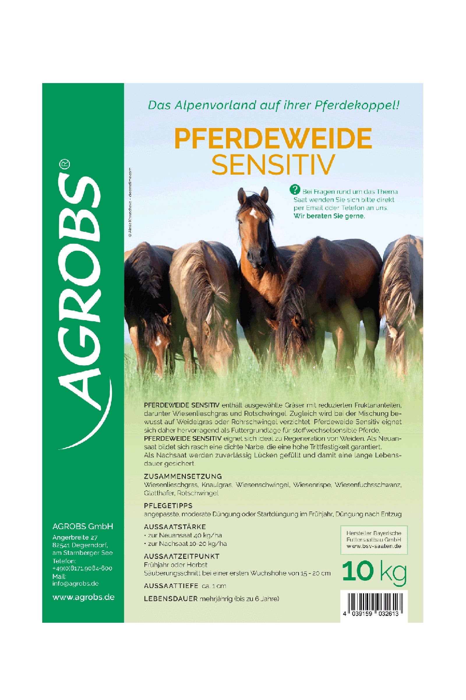 Agrobs Horse Pasture Sensitive Reseeding 10kg Fencing Supplies