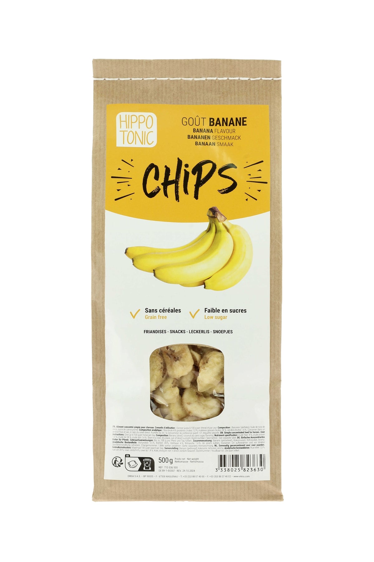 HIPPOTONIC plátano chips para caballos, 500 g Horse Feed & Nutrition