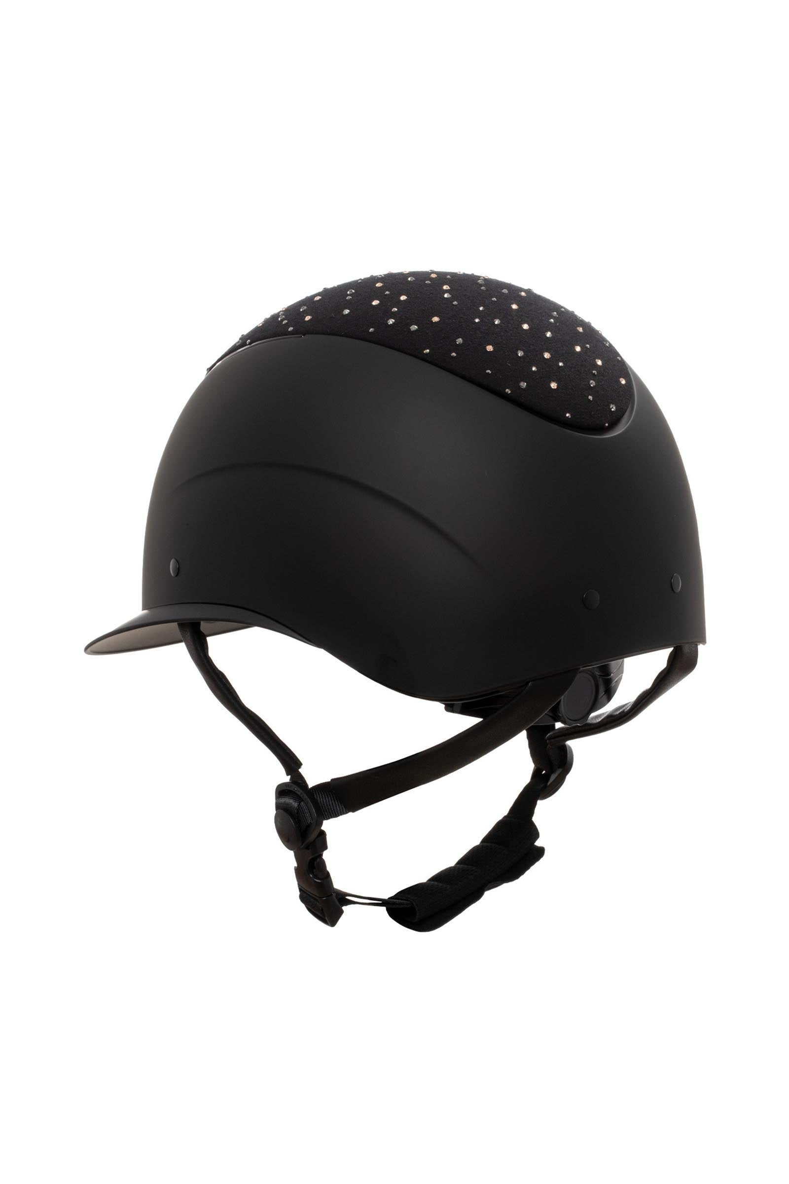 Equestro Matt Helmet With Wide Visor and Rhinestone Logo Homologation En 1384-2023 Safety Equipment