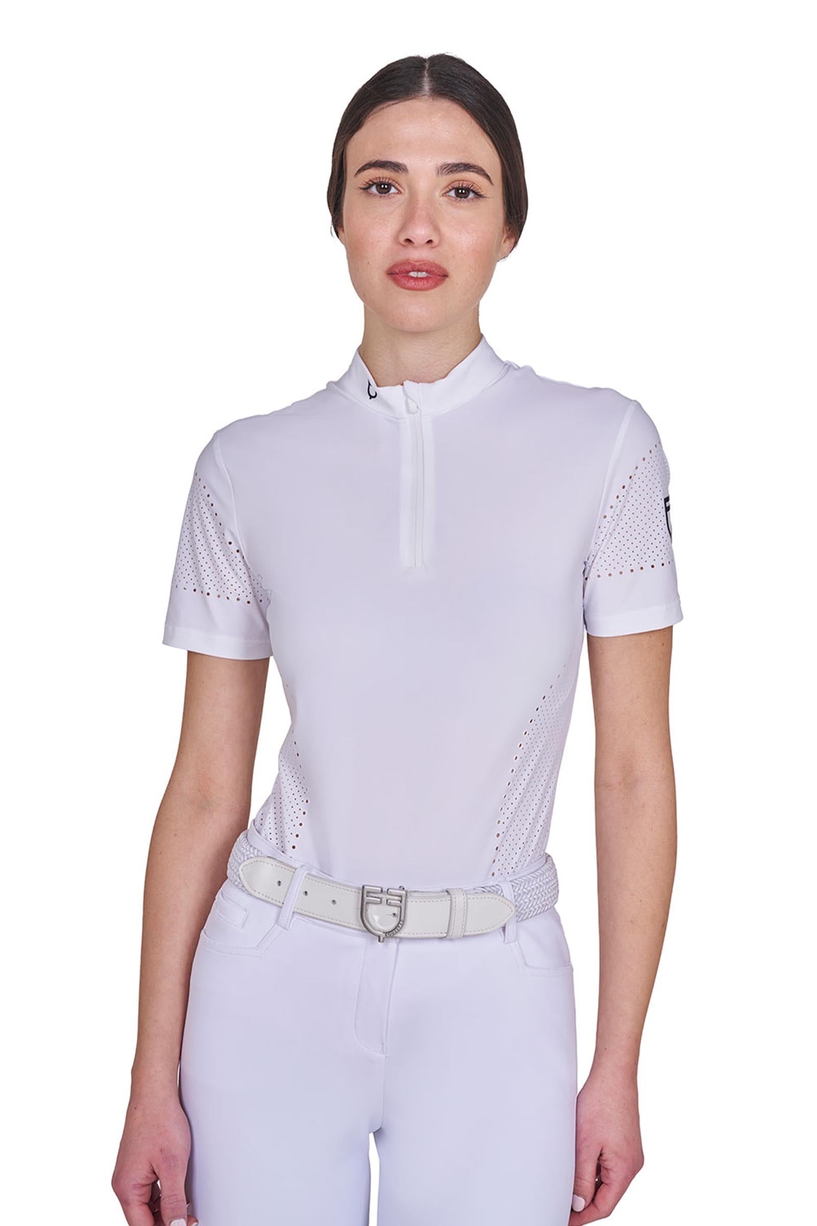 Equestro SS2026 Polo entrenamiento perforado manga corta cremallera mujer Ropa Mujer