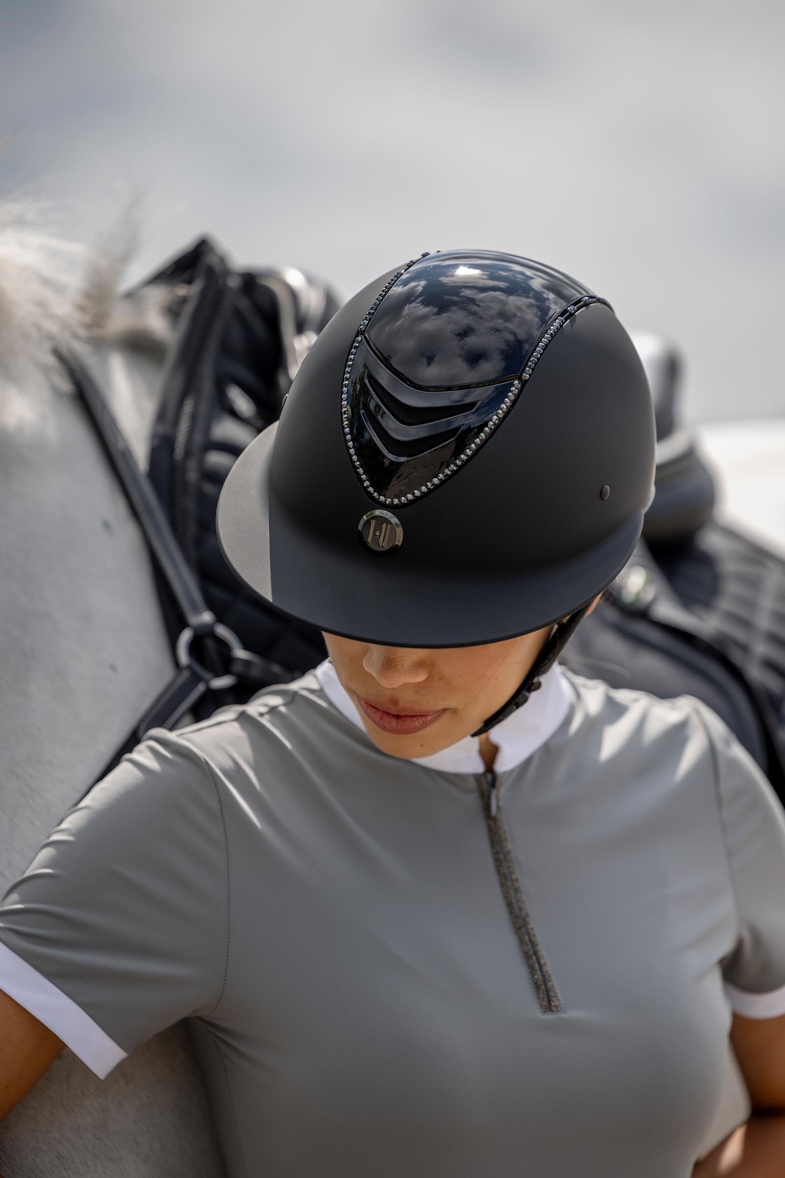 OneK Avancé Lux Matt, Glossy Top, Swarovski Riding Helmet Safety Equipment