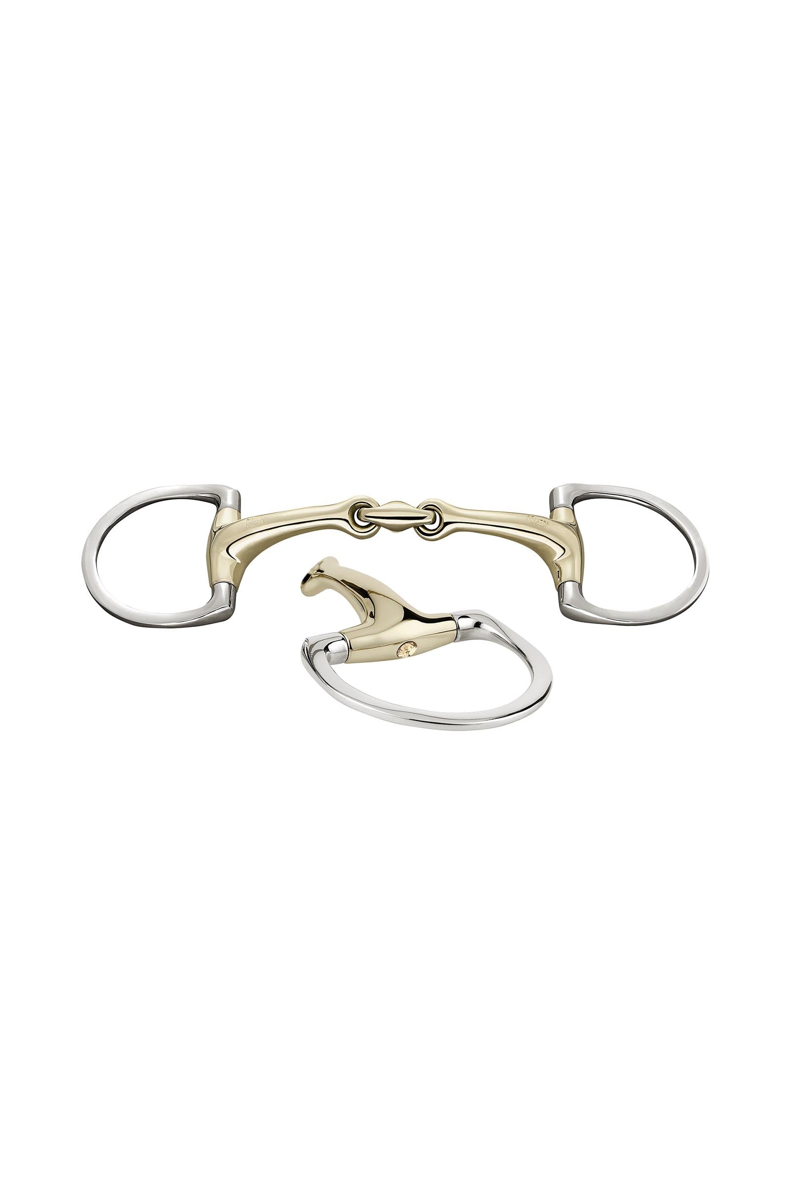 Sprenger Dynamic RS bocado oliva anillas D, doble articulación, 16 mm, Sensogan, con cristales Filetes y Bocados