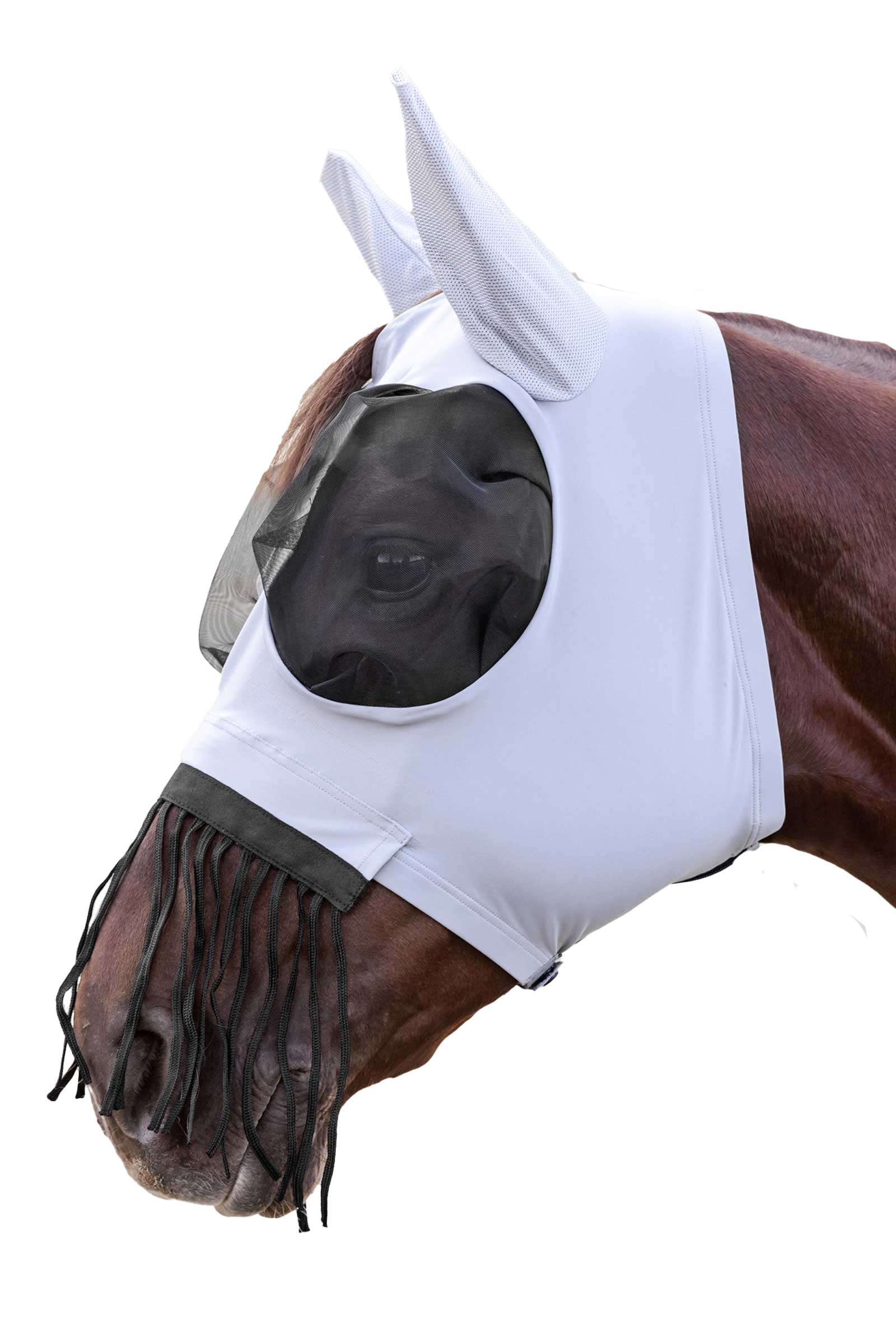 Waldhausen Puck mascarilla antimoscas con cremallera y flecos en la nariz Protección Antimoscas para Caballos