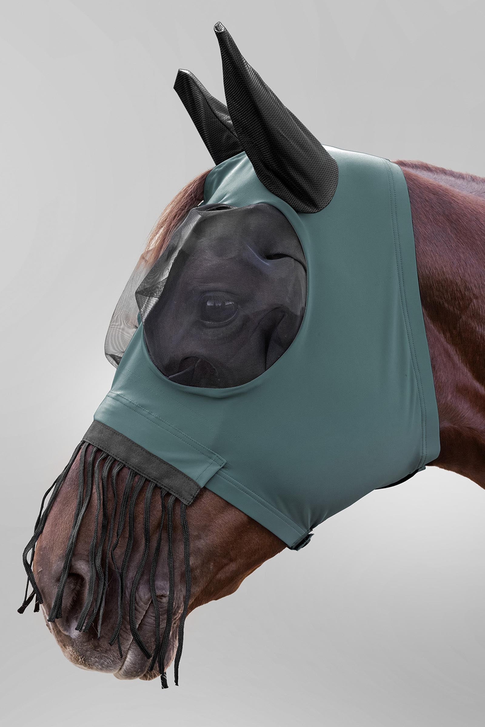 Waldhausen Puck máscara antimoscas con cremallera, flecos nasales y protección UV Protección Antimoscas para Caballos